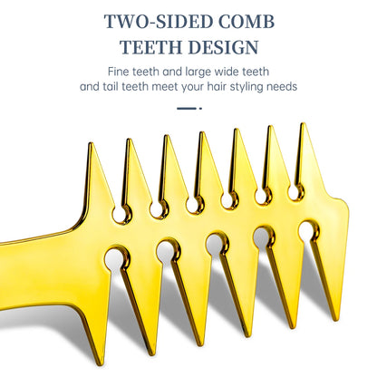 Men Oil Head Comb Hairdresser Haircut Wide Tooth Fork Comb Two-side Tooth Design Detangling Comb Salon Barber Hairdressing Tools