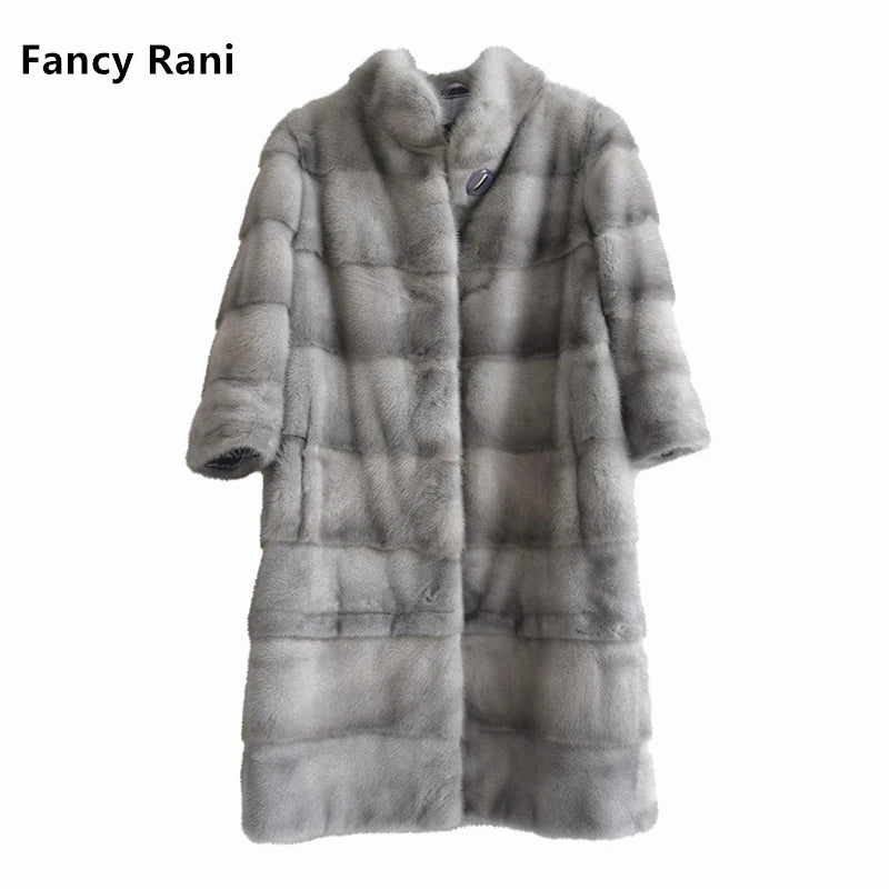 Fancy Rani Real Mink Fur Coat Natural Women Winter Long Leather Jacket Luxury Female Clothes  2023 Mink Fur Coat Women Promotion Badiee Stylez