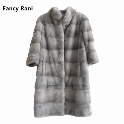 Fancy Rani Real Mink Fur Coat Natural Women Winter Long Leather Jacket Luxury Female Clothes  2023 Mink Fur Coat Women Promotion Badiee Stylez
