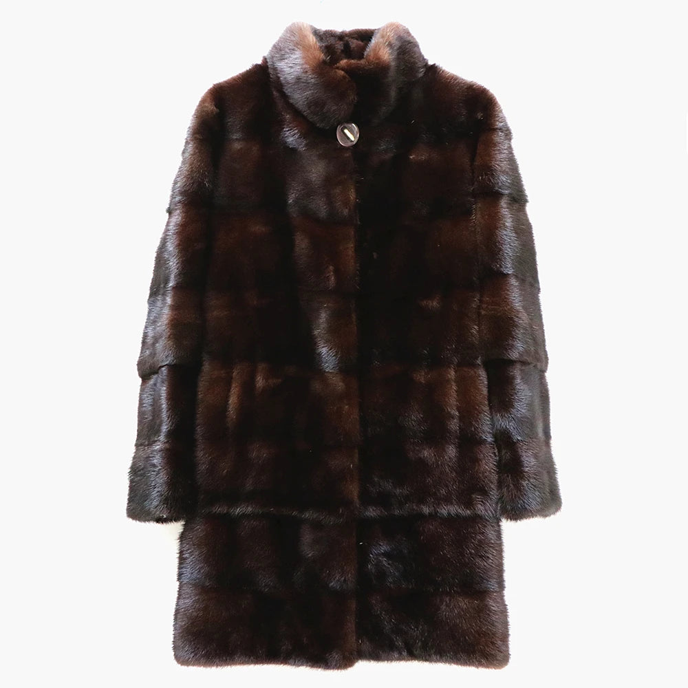 Fancy Rani Real Mink Fur Coat Natural Women Winter Long Leather Jacket Luxury Female Clothes  2023 Mink Fur Coat Women Promotion Badiee Stylez
