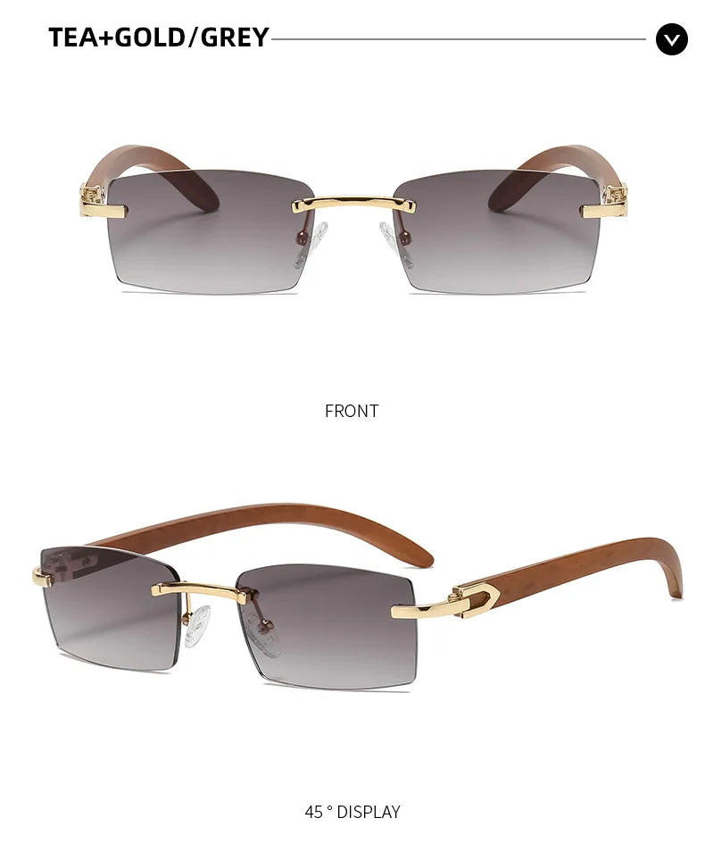 2024 Sqaure Brand Designer Sunglasses Men Women Sun Glasses Wood Frames Rimless Black Eyeglasses Fashion Eyewear Gafas De Sol