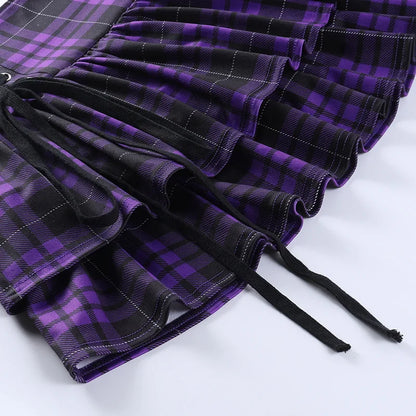 Black Checkered Women's Gothic Skirt Women Pleated Plaid Skirts Spring Autumn Girl Hip Hop Female Punk Goth Mini Skirt Clubwear