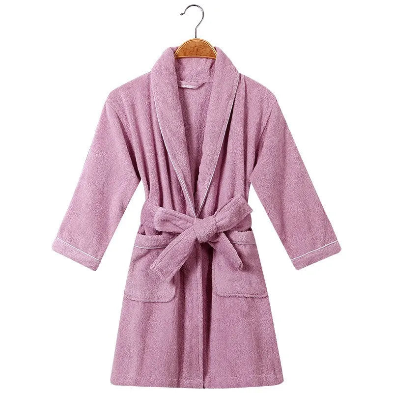 100% Cotton Toweling Terry Robe Kids Cartoon Robe Boy&Girls Hooded Robe Winter Warm Bathrobe Soft Sleeprobe Kids Casual Homewear purple