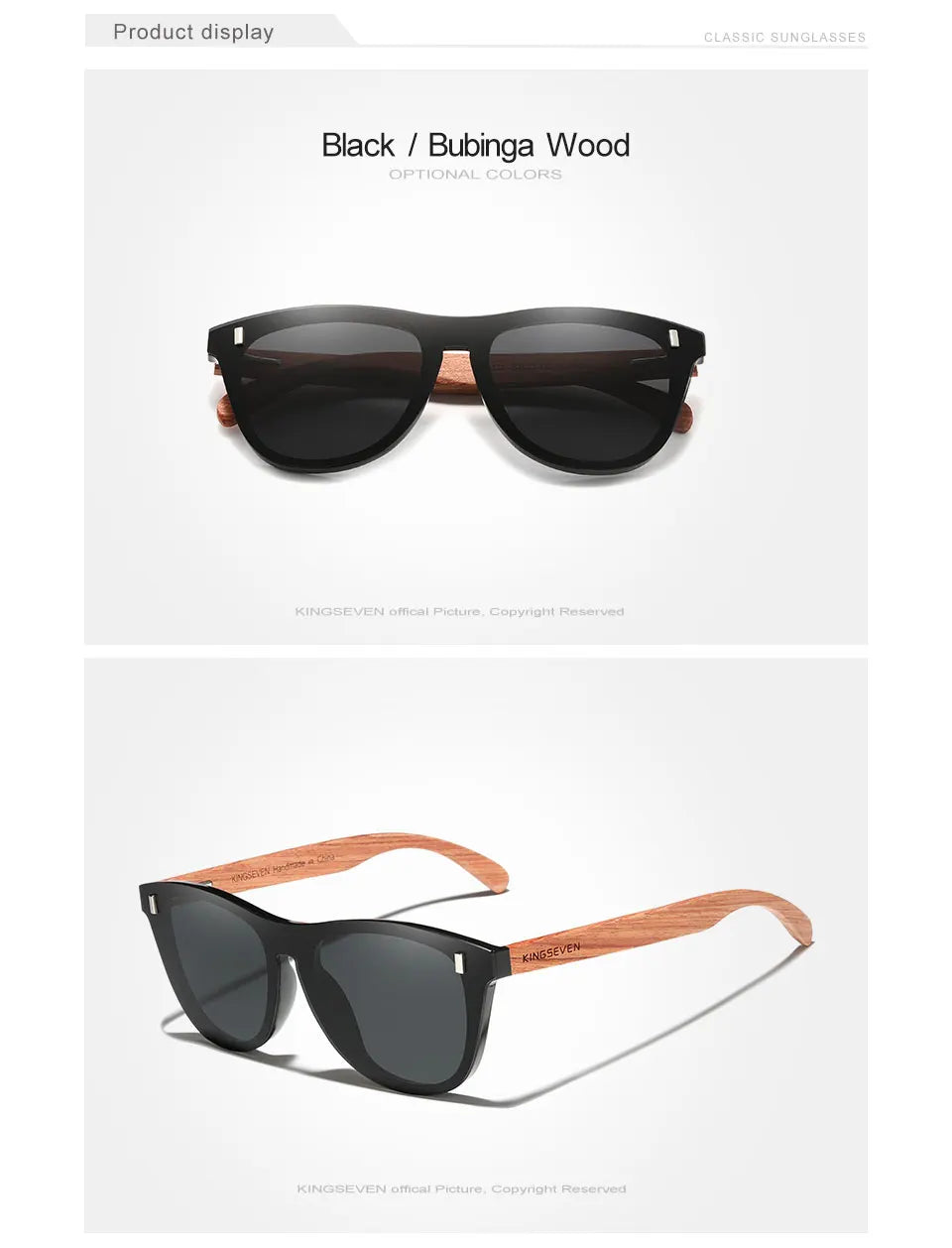 KINGSEVEN Women's Glasses Natural Bubinga Wooden Sunglasses Men Polarized Fashion Sun Glasses Original Wood Oculos de sol