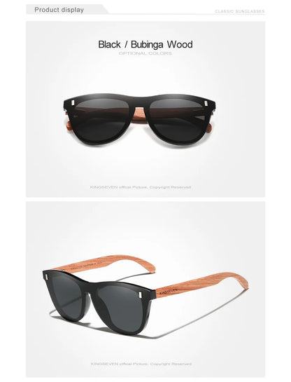 KINGSEVEN Women's Glasses Natural Bubinga Wooden Sunglasses Men Polarized Fashion Sun Glasses Original Wood Oculos de sol