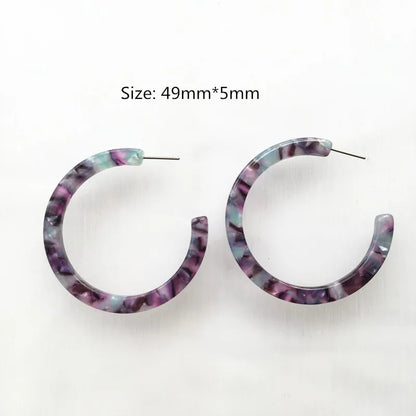 UJBOX 32 Styles Top Quality Acetate Hoop Earrings For Women Leopard Colored Pink Green Yellow Red Blue Acetic Acid Earrings Big size 10