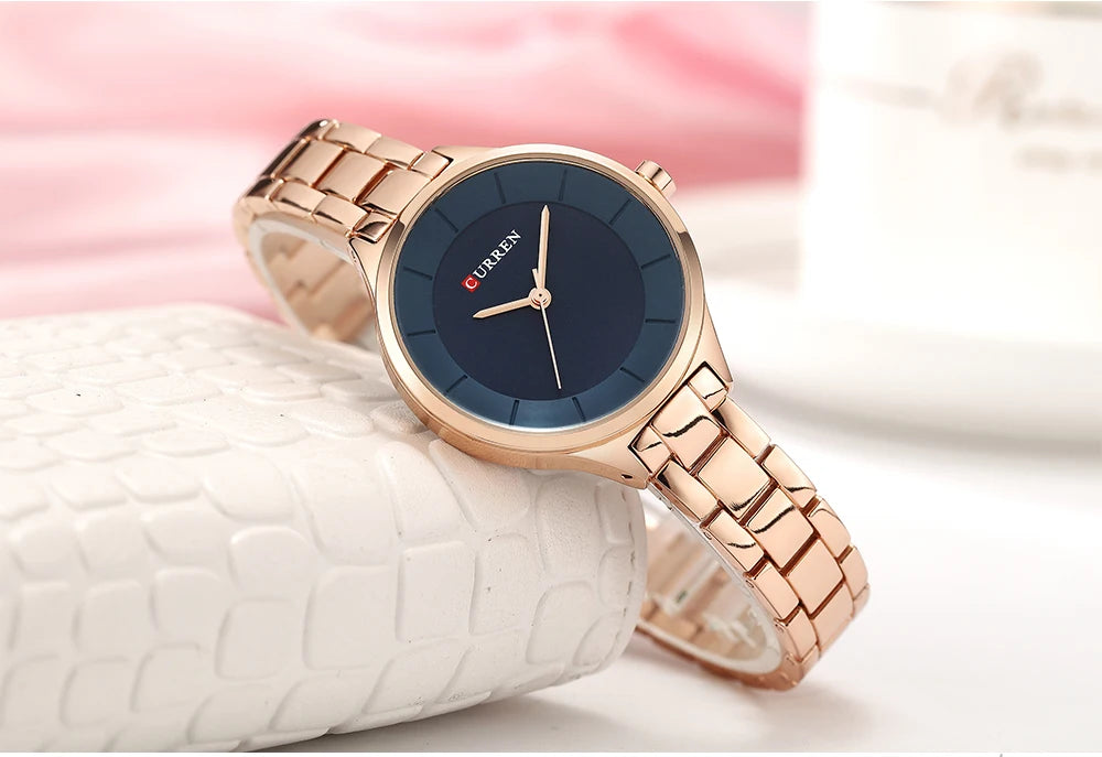 Curren 9015 Women Watches Luxury Gold Black Full Steel Dress Jewelry Quartz Watch Ladies Fashion Elegant Clock Relogio Feminino