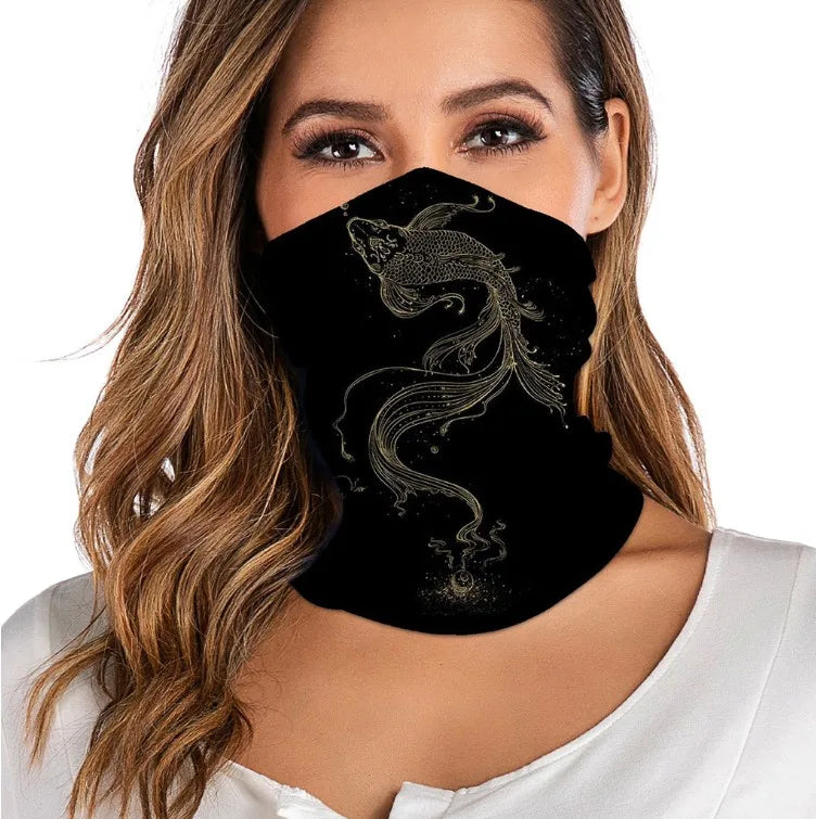3D digital printed women's outdoor Bandana Breathable Face Scarf Fishing Cycling Sport Elastic Tube Neck Gaiter headband scarf