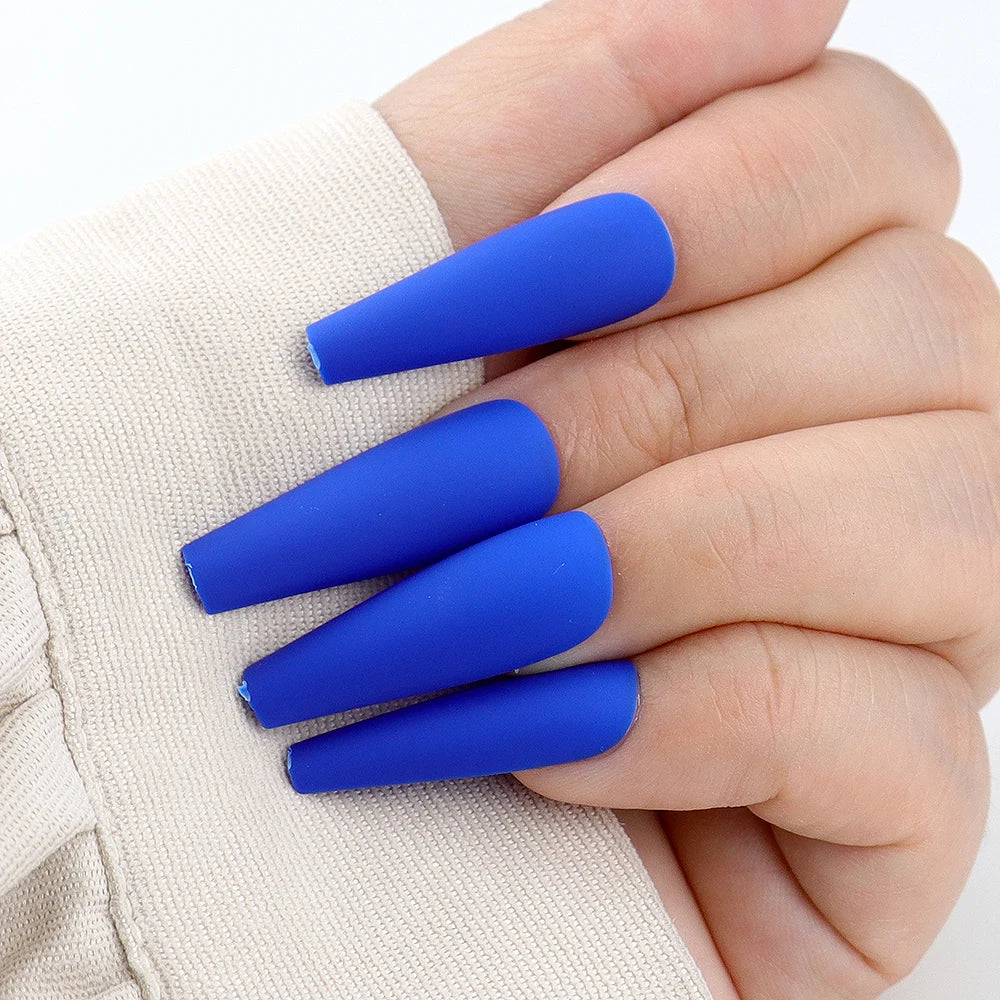 WAKEFULNESS 100Pcs/Set Matte Fake Nail Art Tips Long Ballerina Coffin Nails ABS Full Cover Fasle Nails Tools Manicure