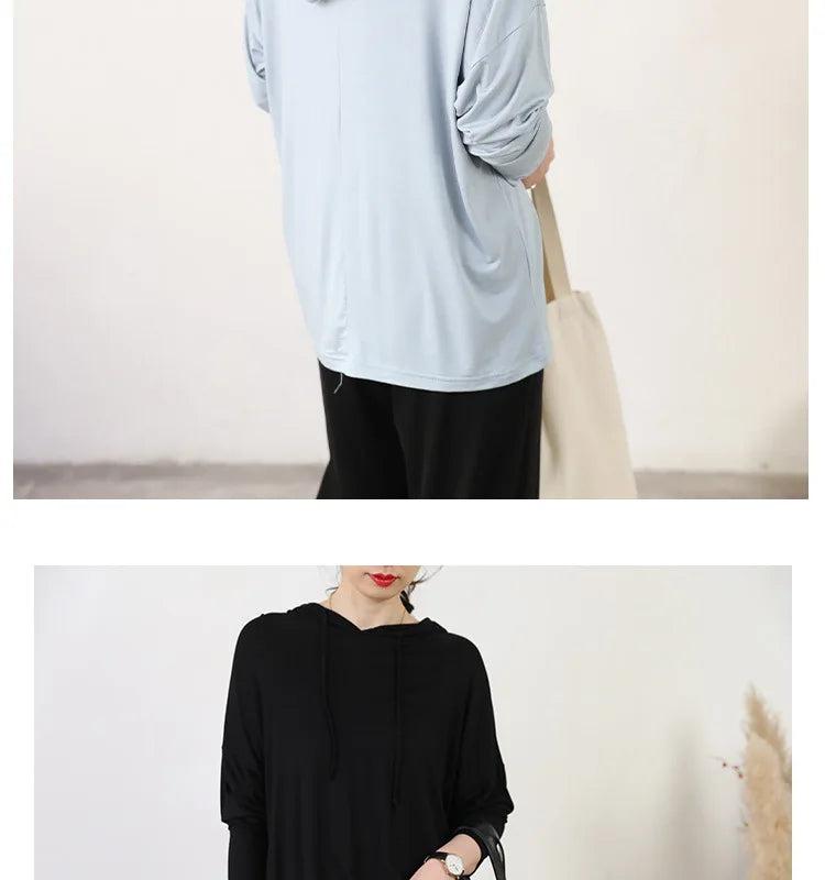 Modal Hoodies Solid Basic Tshirt Bottoming Sweatshirts All match Spring Autum Summer Casual street wear