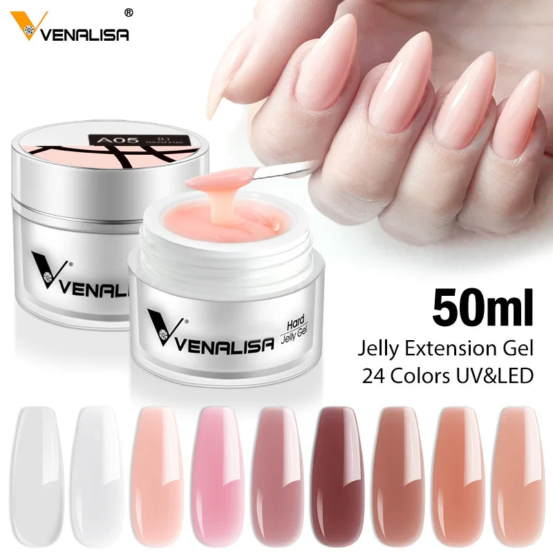 50ml Venalisa Soak off Thick Jelly Gel UV Construction Gel Builder Extend 24 Color Camouflage Milky White Nail Art Hard Nail Gel