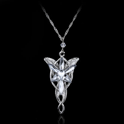 Lord Rings Arwen Evenstar Necklace The Elves Princess Fashion Crystal Cubic Zirconia Stone Pendant For Women Wedding Gifts