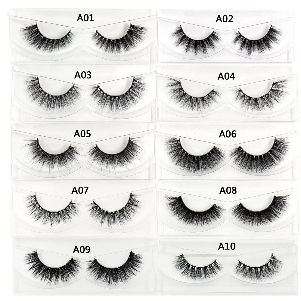 LEHUAMAO False Eyelashes Mink Lashes Natural Thick False Eyelashes Extension Wispy Soft Lashes Makeup Tools D22
