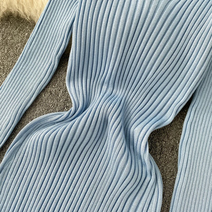 SINGRAIN Women Autumn Knitted Dress V Neck Sexy Slim Elastic Oversized Basic Bodycon Long Dress Winter knit Warm Sweater Dresses