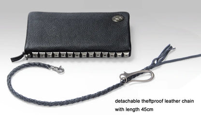 Vintage Genuine leather wallet Men leather long wallet men purse clutch bag male money clips zip around money bag card holder