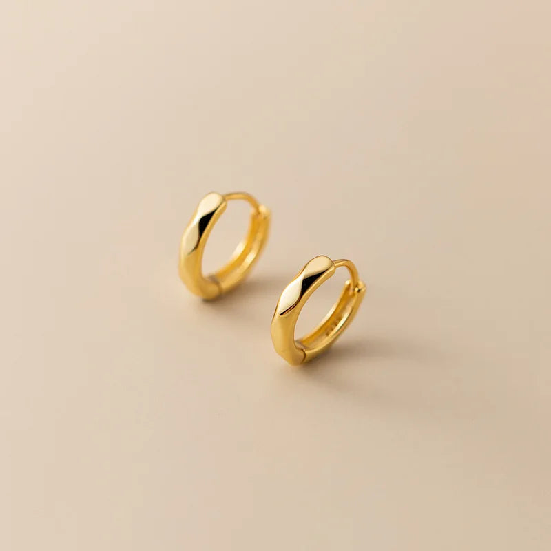 WANTME 925 Sterling Silver Fashion Simple Geometric Huggies Ear Buckle for Women Charm European Party Piercing Hoop Earrings Jew