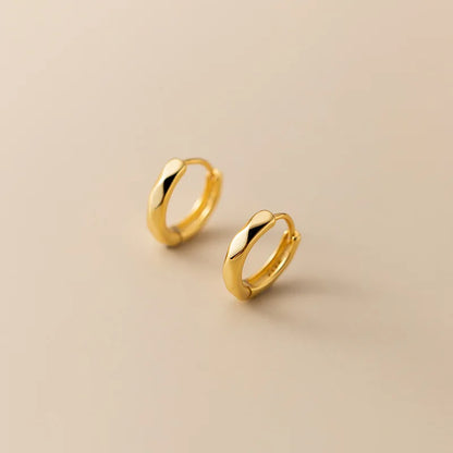 WANTME 925 Sterling Silver Fashion Simple Geometric Huggies Ear Buckle for Women Charm European Party Piercing Hoop Earrings Jew