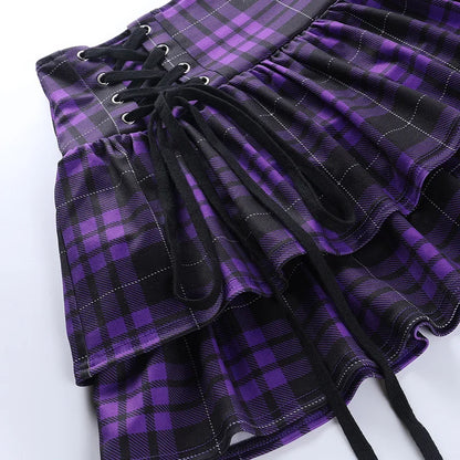 Black Checkered Women's Gothic Skirt Women Pleated Plaid Skirts Spring Autumn Girl Hip Hop Female Punk Goth Mini Skirt Clubwear