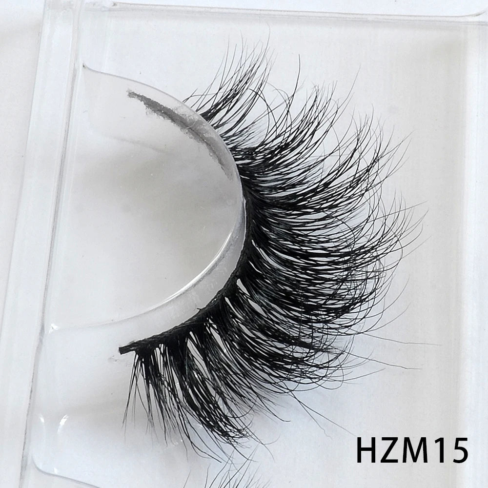 Dropshipping 15-18mm 3D Resuable Dramatic Wispy Mink Fake Eyelashes Makeup Strip False Lashes With Free Eyelash Packaging Boxes HZM15 MIX