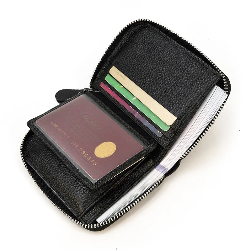 2023 New Short Wallet Men Women Vintage Fashion Card Holder Zipper Coin Purse Crazy Horse Leather Mens Slim Zipper Purse Wallet