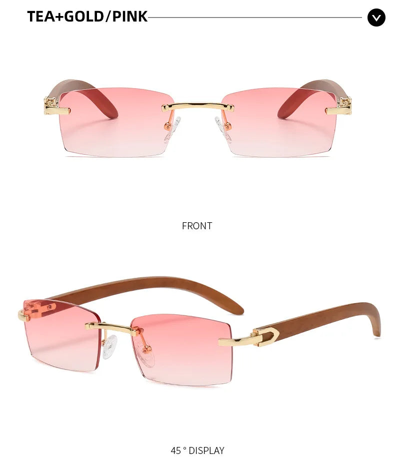 2024 Sqaure Brand Designer Sunglasses Men Women Sun Glasses Wood Frames Rimless Black Eyeglasses Fashion Eyewear Gafas De Sol