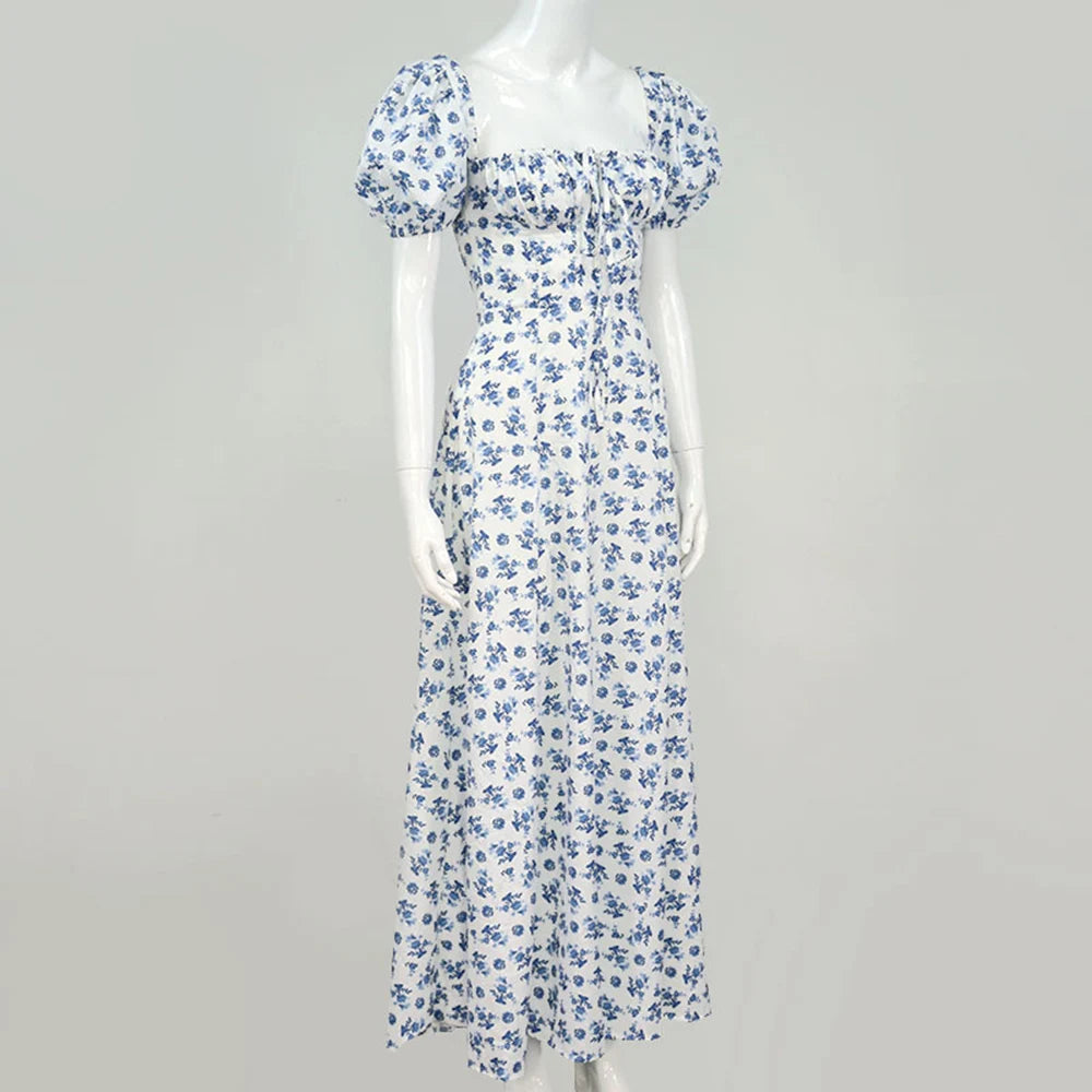 Summer Women Puff Sleeve Floral Printed Dress,Long Dresses,Woman Clothing,Dress Women,Women's Elegant Dresses,Sexy Costume Women