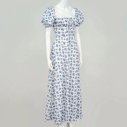 Summer Women Puff Sleeve Floral Printed Dress,Long Dresses,Woman Clothing,Dress Women,Women's Elegant Dresses,Sexy Costume Women