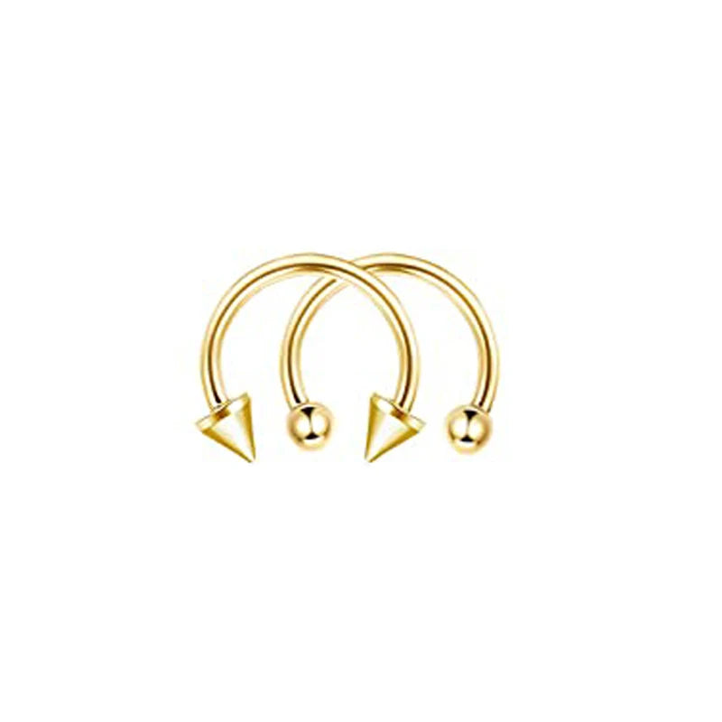2pcs Stainless Steel Nose Hoop Ring Septum Rings Lip Studs Nostril Earrings Circular Tragus Ear Piercing Horseshoe Body Jewelry Badiee Stylez