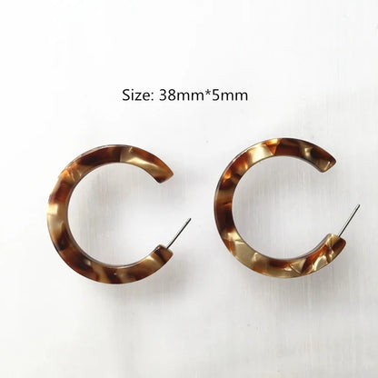 UJBOX 32 Styles Top Quality Acetate Hoop Earrings For Women Leopard Colored Pink Green Yellow Red Blue Acetic Acid Earrings Small size 5
