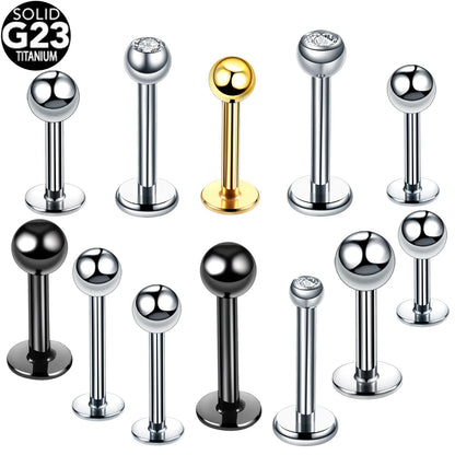 10Pcs/20Pcs/50Pcs G23 Titanium Labret Piercing Internal & External Design Lip Piercing Labret Stud Cartilage Helix Piercing Badiee Stylez