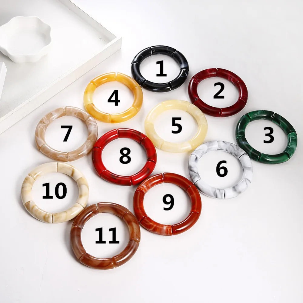 FishSheep Bohemian Transparent Acrylic Foil Bamboo Bracelets for Women Elastic Beads Link Chain Cuff Bracelets & Bangles Jewelry