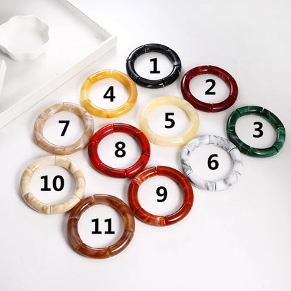 FishSheep Bohemian Transparent Acrylic Foil Bamboo Bracelets for Women Elastic Beads Link Chain Cuff Bracelets & Bangles Jewelry