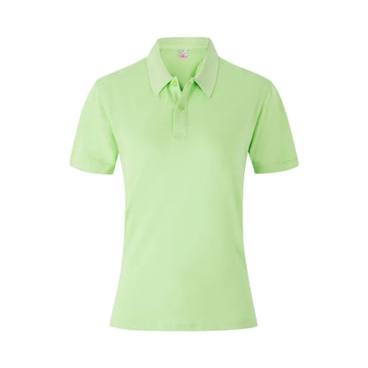Women's 100% Combed Cotton Pure Cotton Short-sleeved Polo Shirt Custom Printed Embroidery Lgoo Solid Color Breathable Polo Shirt Fruit green