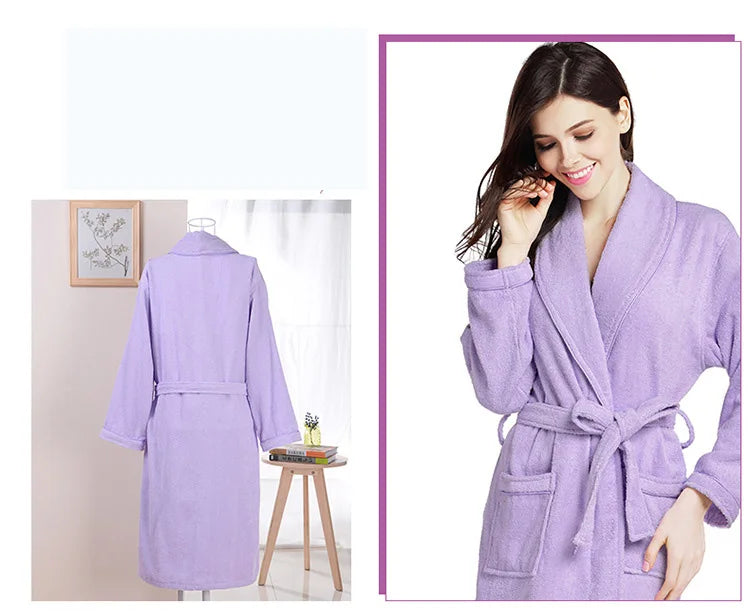 Home Bathrobe 100% Cotton pink Toweling Terry Robe Unisex lovers Soft Bath Robe Men And Women Nightrobe Sleepwear Casual 2024