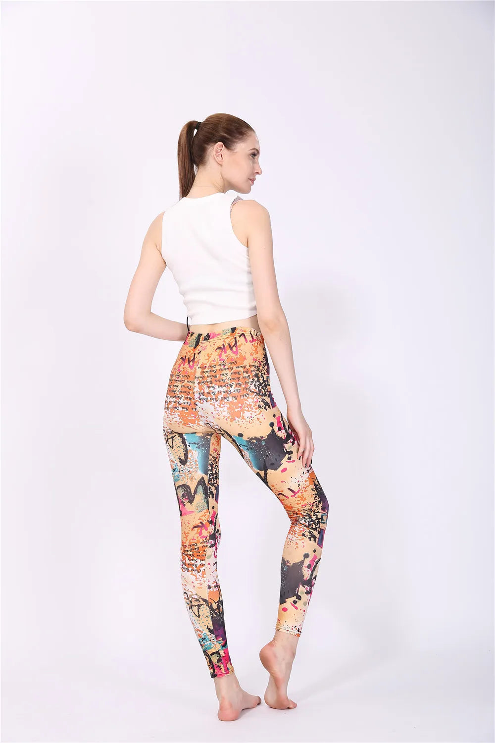 Women Leggings High Waist Cartoon Comic Beauty Print Trousers Soft Female Casual Elastic Pant