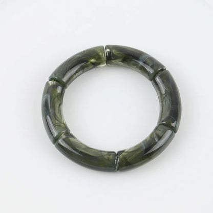 FishSheep Bohemian Transparent Acrylic Foil Bamboo Bracelets for Women Elastic Beads Link Chain Cuff Bracelets & Bangles Jewelry blackish green