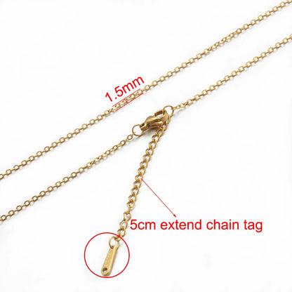 AHKNORMAILCUI 5pcs/Lot Stainless Steel 1 1.5 2mm Rolo Link Chain Necklace Gold 40 45 50 60CM Long Chain Lobster Clasp Necklace Badiee Stylez