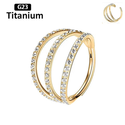New G23 Titanium Piercing High Quality CZ Nose Ring Earrings 8/10/12mm Body Jewelry 16G ASTM f136 Titanium Nose Septum Piercings