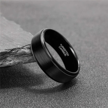Tigrade 6/8mm Tungsten Carbide Ring Men Black Brushed Fashion Male Wedding Rings Vintage Engagement Band for Couple Unisex Band