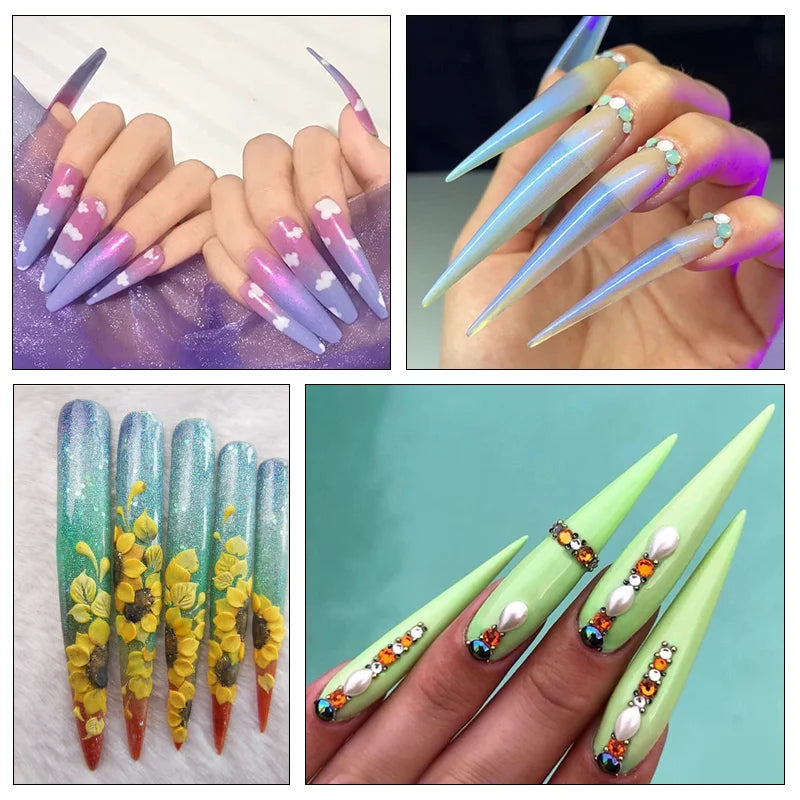 100/200PCS Professional 3XL Extra Long Clear Square Nail Tips Half Cover Acrylic Nails NO C CURVE Long Square Fake Nail Tips