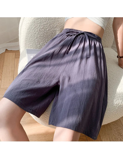 2024 Women Cotton Shorts,Summer Casual Solid Two Pockets shorts high waist loose shorts for girls Soft Cool female shorts
