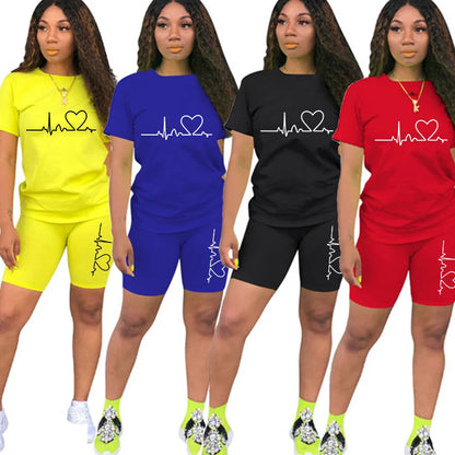 Summer Women Two Piece Set Sportswear T-Shirts and Shorts Ladies Casual O-Neck Pullover Short Sleeve T-Shirt Casual Tracksuit