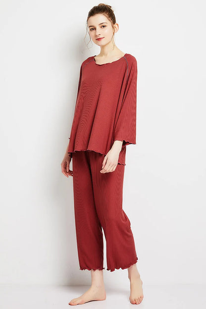 Factory wholesale summer 2025 new silk light Modale pajamas women seven sleeves nine wide-legged pants home clothing set