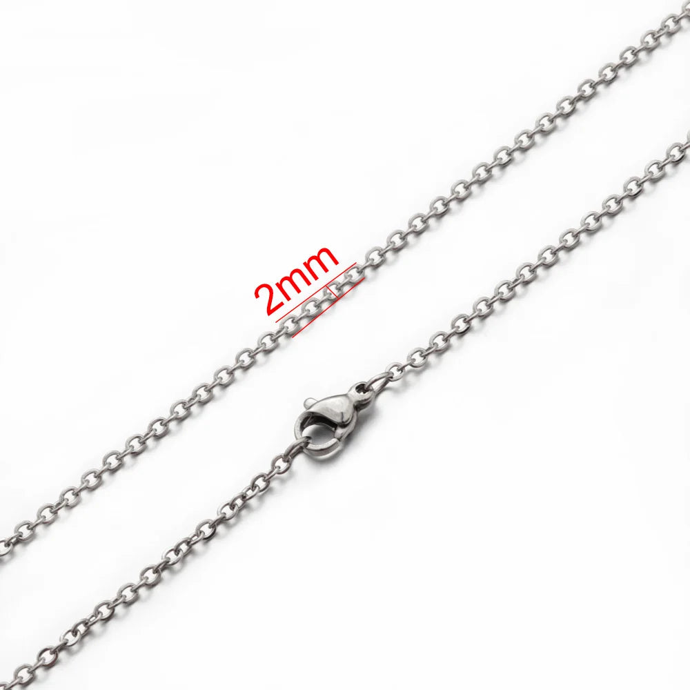AHKNORMAILCUI 5pcs/Lot Stainless Steel 1 1.5 2mm Rolo Link Chain Necklace Gold 40 45 50 60CM Long Chain Lobster Clasp Necklace Badiee Stylez