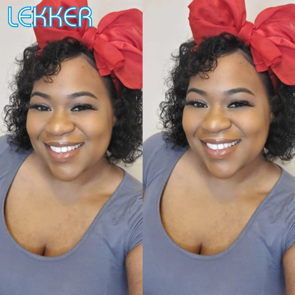 Lekker Colored Short Pixie Afro Kinky Curly Bob 100% Human Hair Wigs For Women Brazilian Remy Hair Ombre Brown Clearance Ginger Badiee Stylez