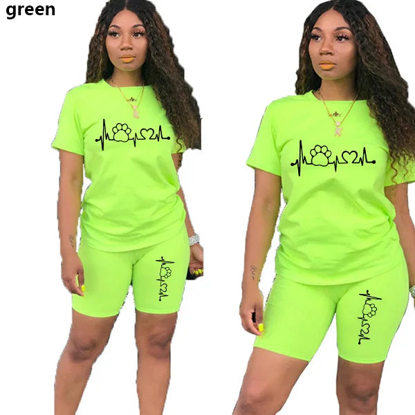 Summer Women Two Piece Set Sportswear T-Shirts and Shorts Ladies Casual O-Neck Pullover Short Sleeve T-Shirt Casual Tracksuit