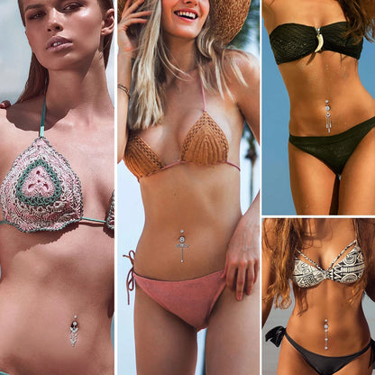 Zircon Crystal Belly Button Ring Dangle Wing Piercing Nombril Ombligo Surgical Steel Barbell Heart Round Navel Stud Body Jewelry