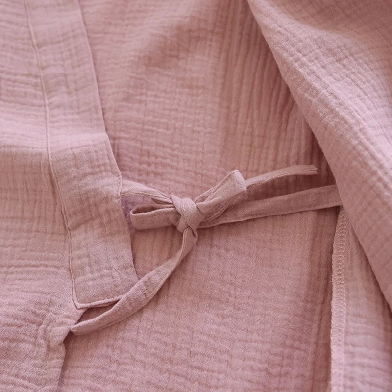 Summer Japanese Couples Pajamas Thin Cotton Gauze Crepe Short Sleeve Shorts Kimono Men and Women Home Clothes 2 Piece Sleepwear