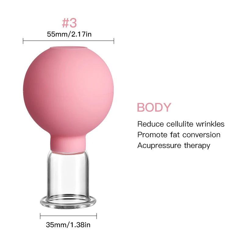 Face Massager Vacuum Cupping Cups Rubber Head Glass Cup Face Skin Care Anti Wrinkle Face Cupping for Beauty Face Care Tool