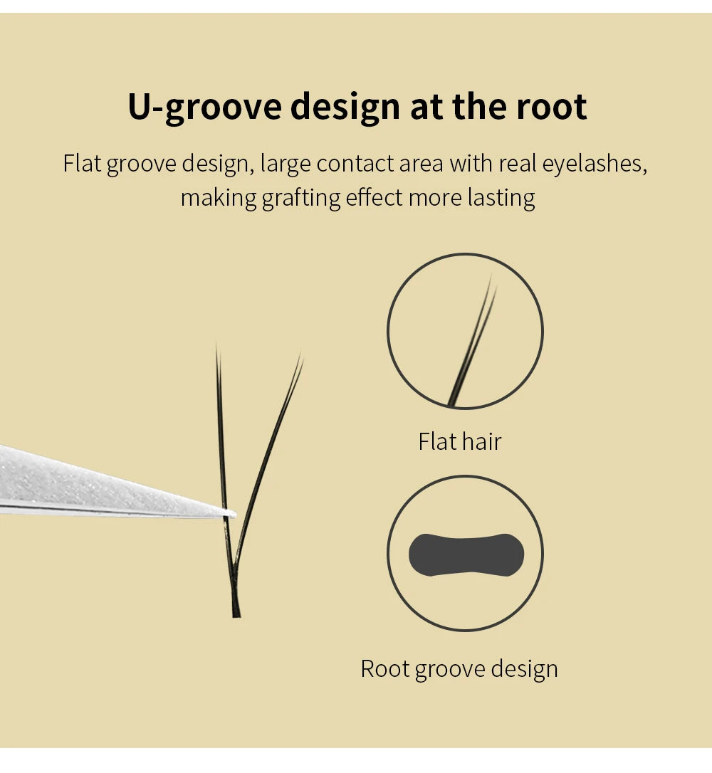 GLAMLASH V-Shape Ellipse Flat Split Tips YY Eyelash Extension Premade Volume Double Tips Easy-fans 2D Eyelash Super Soft Natural